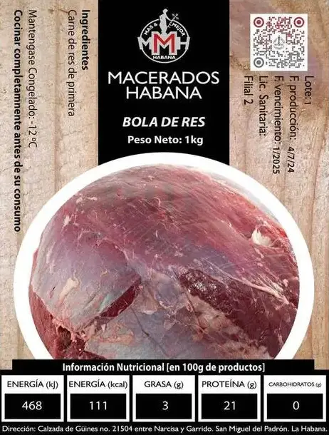 Etiqueta de Boliche de Res de Mas & Mejor Habana